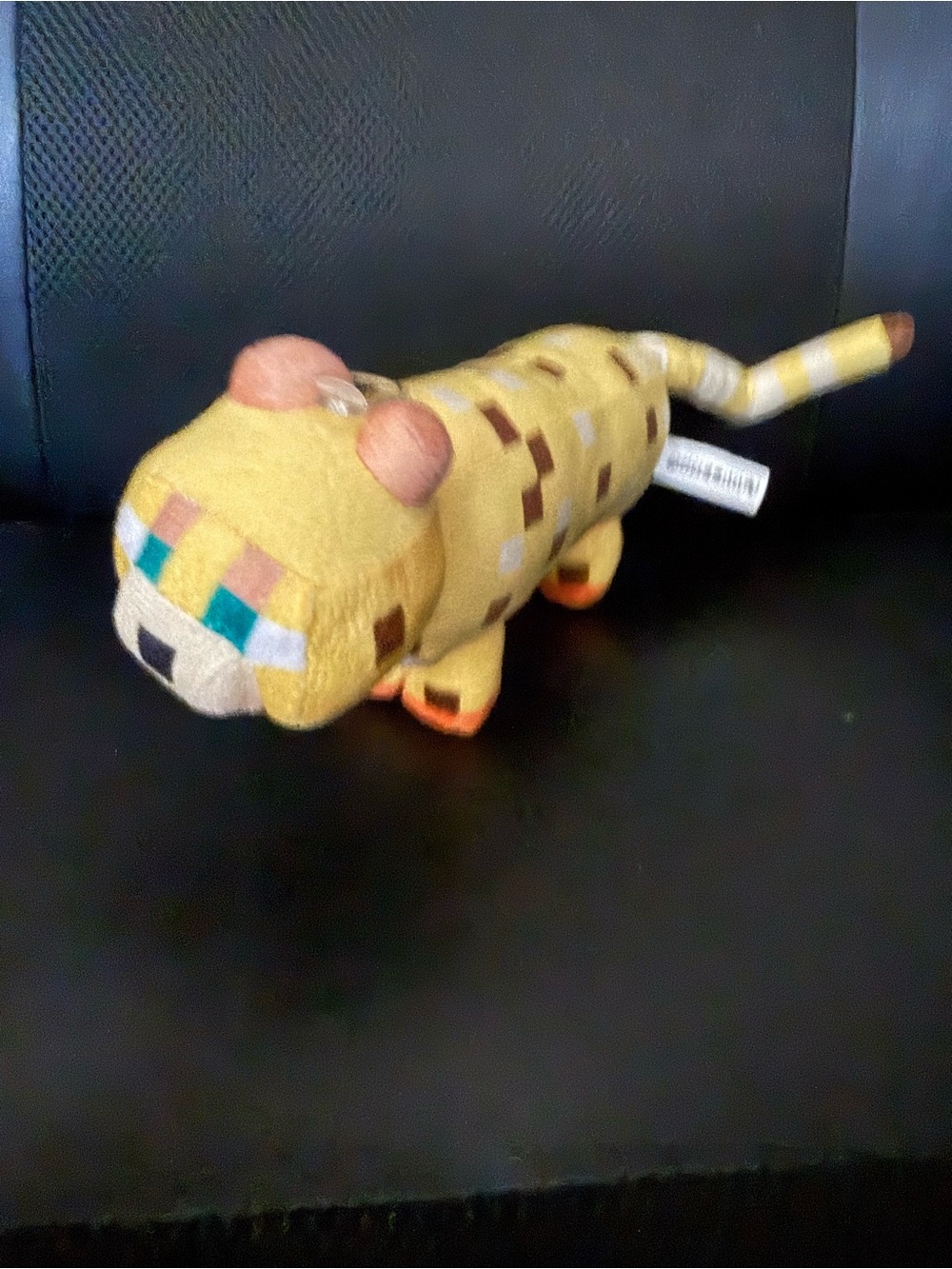 Yellow Pixel-Pattern Minecraft Plush Tiger Toy - Soft Kids Stuffed Animal